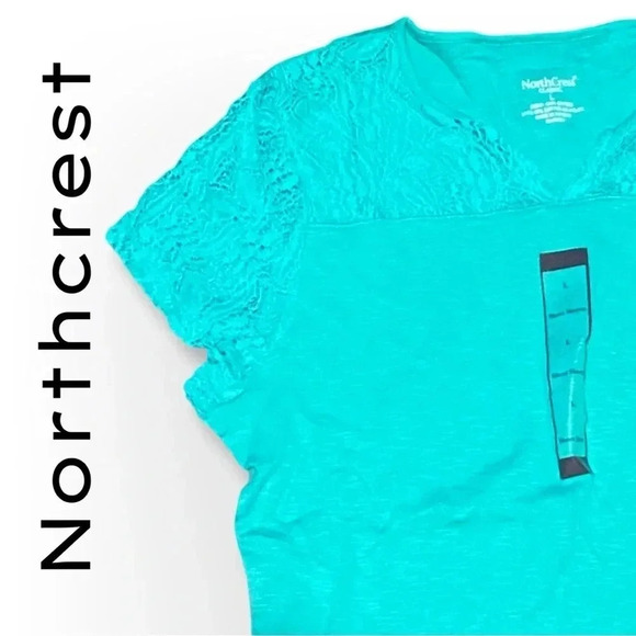 🎄Vintage NWT Northcrest Cotton & Lace Top - Size Large - Picture 3 of 4
